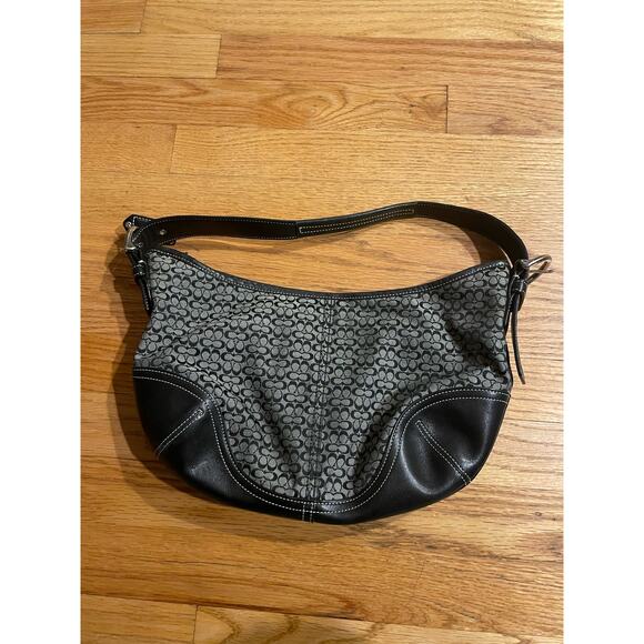 Vintage coach signature jacquard handbag black cc - Picture 5 of 5